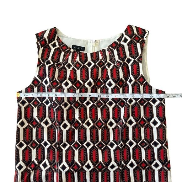 Talbots Red, Black & White Abstract Geometric Print Sleeveless Dress Size 8 - Picture 3 of 8